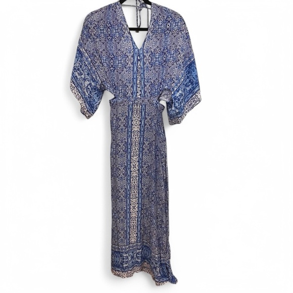 Surf Gypsy Paisley Maxi Dress Swim Cover-Up with open back size small - Picture 2 of 16